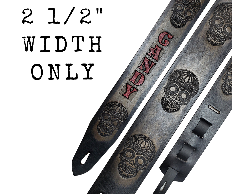 "CANDY SKULL" Leather Guitar Strap