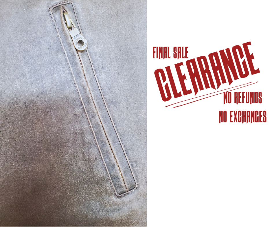 Western style work vest. Has the Look of distressed leather but it's Cloth! 2 inside pocket and 2 smaller front hand pockets. Corduroy lined and neck lined. Limited stock at our Smyrna, TN shop.