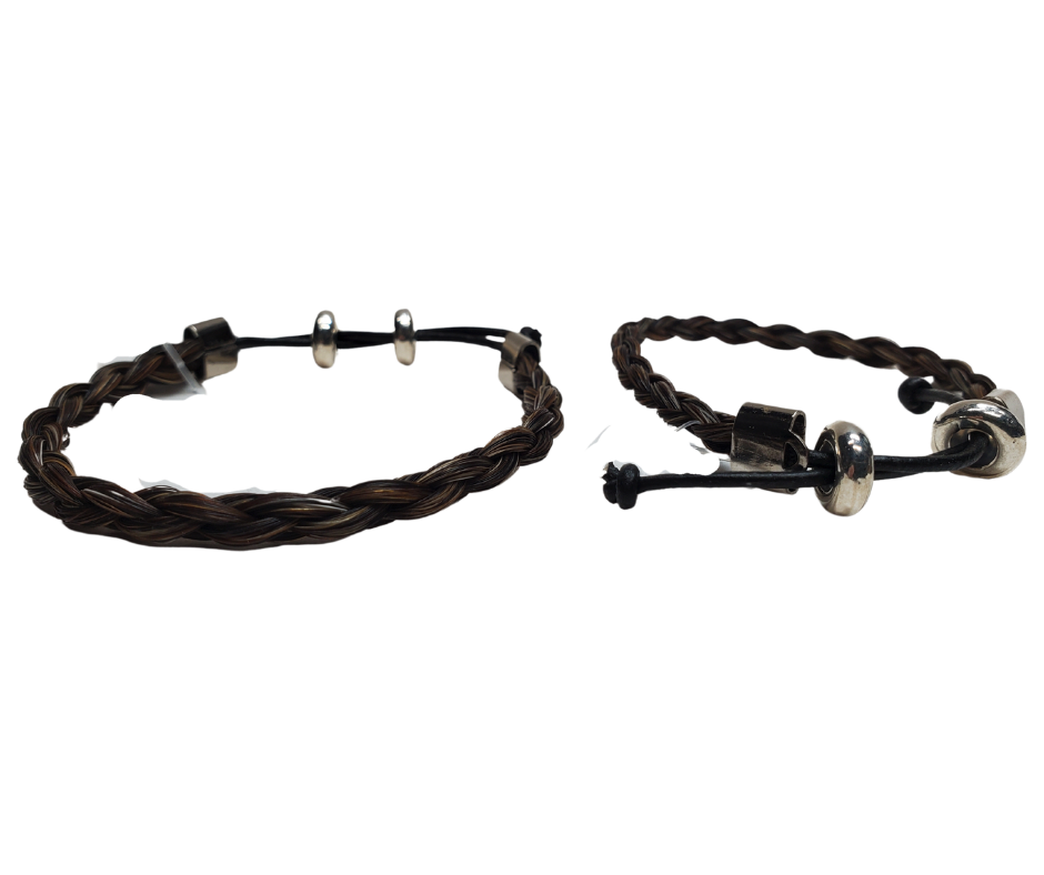 Discover the timeless charm of Braided Horsehair in our classic Western style bracelet. Features strong adjustable slider for durability. To ensure a comfortable fit, wear it snug or even take it in the water - just be sure to remove it before swimming or showering. You can find these at our shop in Smyrna, TN, conveniently located just a short drive away on I-24 from Nashville.