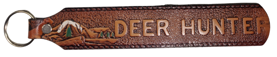 Long Leather embossed Key Fobs that are made in our Smyrna, TN shop. Longer length makes them easier to find in your bag or pocket. Choose popular Designs.

Size is 8"L x 1 1/4" Designs may vary from picture slightly