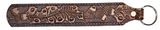 Long Leather embossed Key Fobs that are made in our Smyrna, TN shop. Longer length makes them easier to find in your bag or pocket. Choose popular Designs.
 
Size is 8"L x 1 1/4" Designs may vary from picture slightly