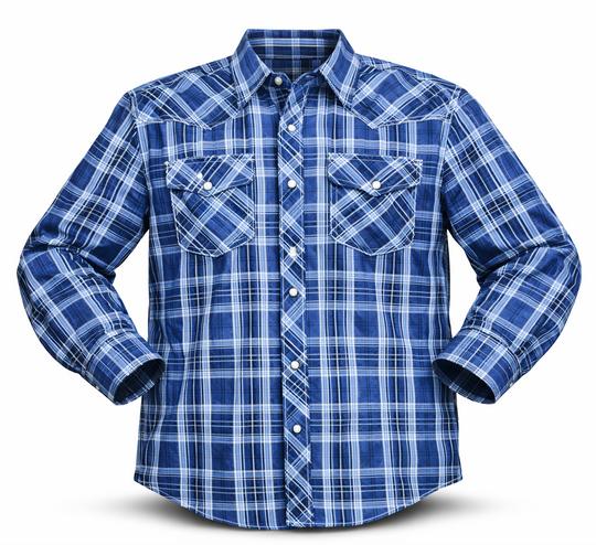 It doesn't get much anymore classic than a plaid pearl snap western shirt. Complete with two front flap pockets, pearl snap details in the vintage plaid pattern. These never go out of style, always a in style! Available in our Smyrna, TN shop just outside Nashville. Imported

Note: the Plaid colors Blue, Red, and Brown, or Black will always be the base color BUT the tones may change occasionally. The yokes ,snaps will be the same as well.

Details: Snaps, 2 Pockets, Yokes