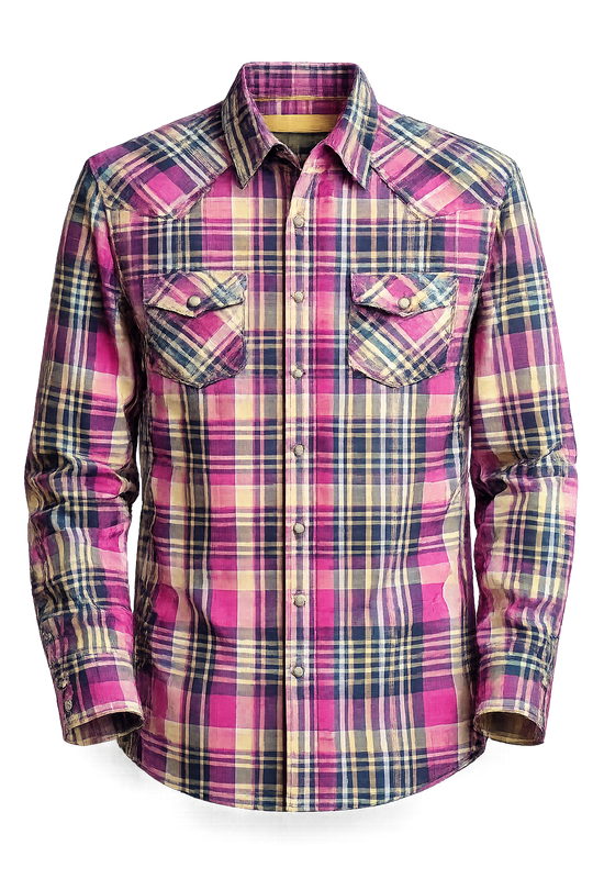 The Cowgirl Legend Ladies Spunky Plaid Shirt offered in long sleeve. A dominant hot pink is accented with yellows, whites, greens, and grays blended together in a traditional plaid pattern. Complete with two front flap pockets, and pearl snaps. These shirts are always in style,and especially if you want to keep Steve guessing what you&