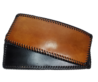 Here's a long time favorite, the Classic laced wallet. These have been around for years and the only wallet some will use. Hand laced with plastic and inside is made from garment leather so they are pliable. The inside layout and color will vary, pictured is the most common inside layout. Choose PLAIN Black or PLAIN Brown. Pick'em up at our Smyrna, Tn shop not to far from Nashville!