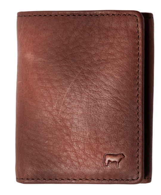 The Classic Billfold Wallet no nonsense trifold design reinforced with double stitched pockets. Full Grain, Vegetable Tanned “Natural Shrunken” Leather with Poly Twill plaid lining. Compact 4” x 3” x .75” size, metal mesh ID window, six card slots with two lined pockets tucked beneath them. Pick yours up at our local Smyrna, TN store not far from Franklin. Made by Will Leather, Imported.