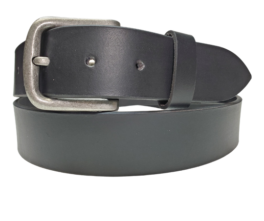 Associate black leather belt with sleek satin finish