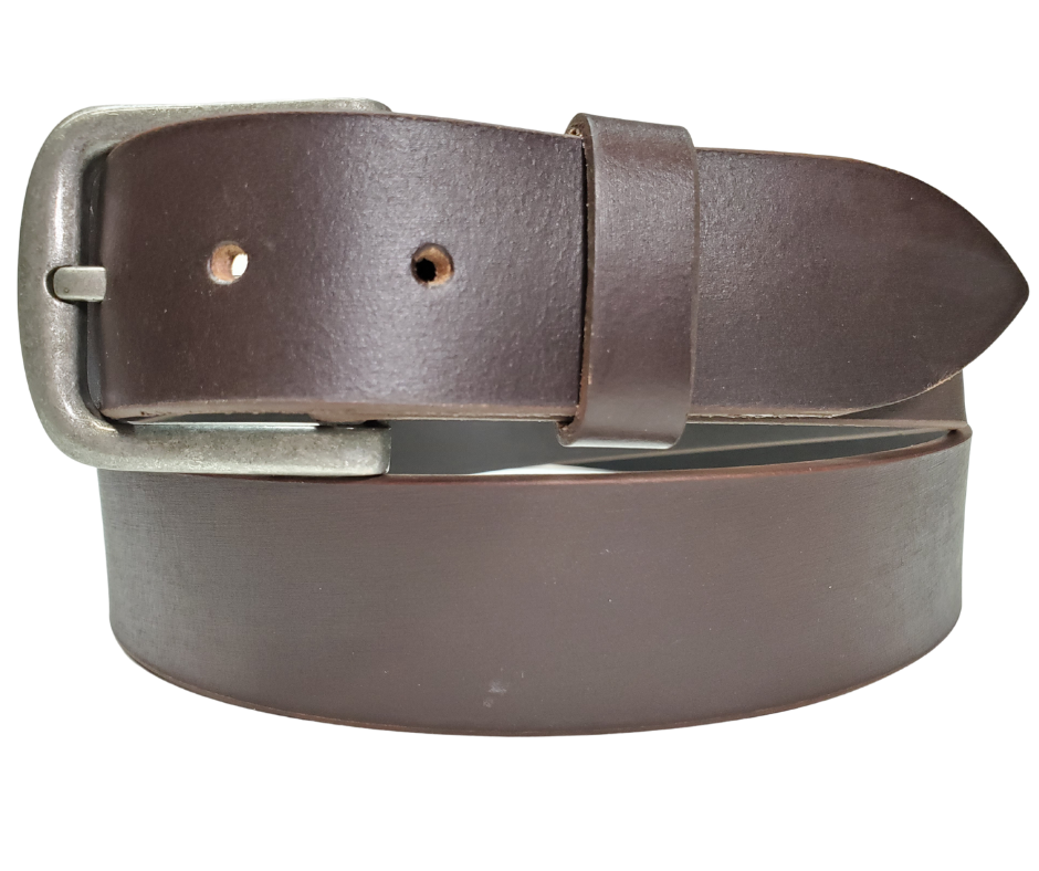 Associate brown leather belt with antique silver buckle