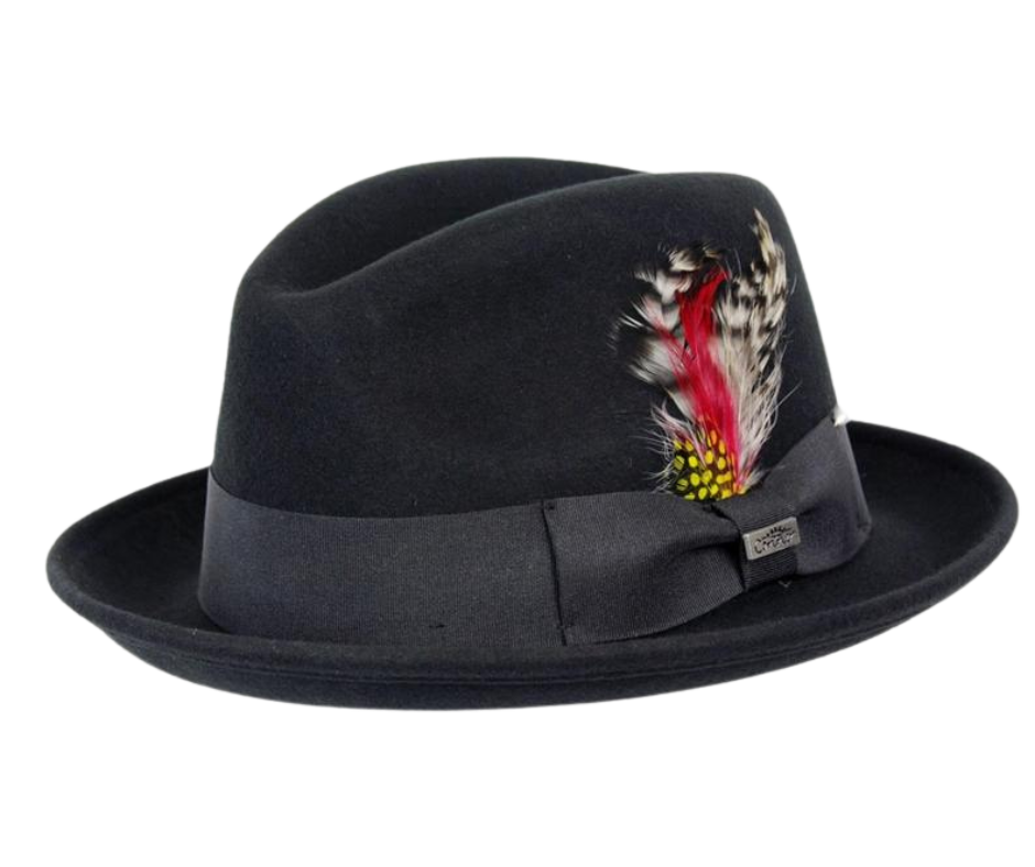 Take a trip back in time with our Unisex Detroit fedora, a classic Black 20's style wool hat. Made from 100% Australian Wool, this hat features a 2" brim and 4" crown height. Find it in our retail shop in Smyrna, TN, located just outside of Nashville in sizes S-XL.