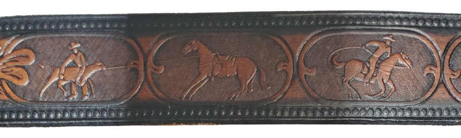 The Cowtown Name Belt is a Rodeo themed pattern. If your training hard to improve your time on your event this will help at least on how you look doing it! Made from heavy 9/10 oz. veg-tan cowhide in a 1 1/2" width with snaps for easy buckle change. Ships in a bout a week personalized for our Smyrna, TN shop not from Millers Colosseum in Murfreesboro.