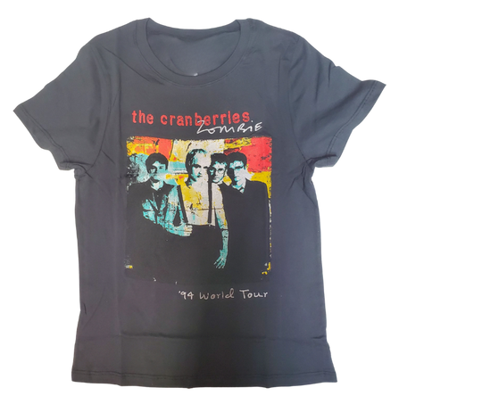 The Cranberries Zombie Tee will remind you of those Zombie with vintage style graphics and tour dates on the back. Super soft feel. A few left in stock at our Smyrna, TN shop.

Sizing measurements:
Chest under arm pit S-16", M-17", LRG 18", XL-19", 2X- 20"
Length top of neck to bottom of shirt S -24, M-25", L-26", XL-27", 2X-28"