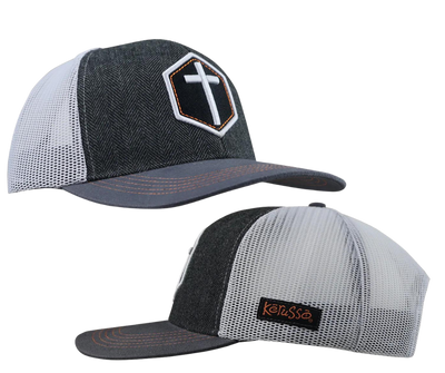Show the world what you’re made of in this classic “Cross” Cap by Kerusso® in Black/White. God sent His only Son, Jesus Christ, to die on the cross in exchange for our sins. Jesus’ choice to give His life to purchase our forgiveness changed everything! That’s a message worth sharing at every opportunity. Pick yours up at our Smyrna,TN shop just a 20 minute drive outside of downtown Nashville.  Color: Grey/White 100% Cotton Tweed front 100% Polyester mesh back One size fits most