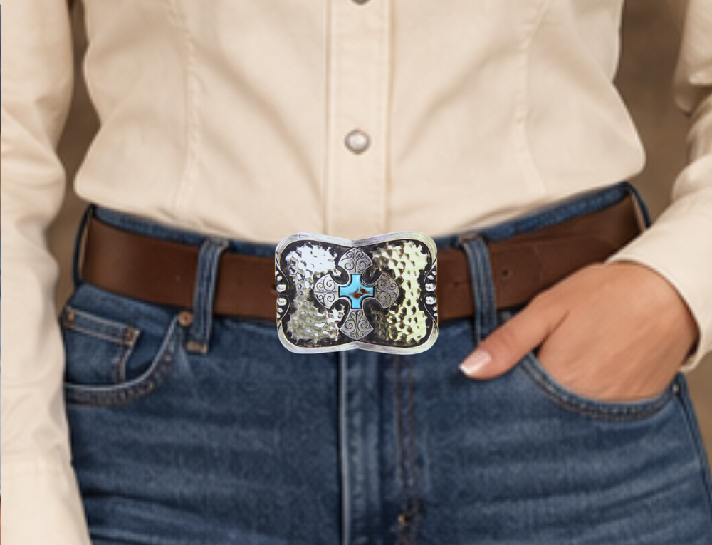 The Chief Arrow buckle is made from German Silver(nickel and brass alloy)or iron metal base. These buckles have motifs made of copper, iron or brass and some are adorned with synthetic stones. In order to give you the quality and long lasting final product. Available at our Smyrna, TN shop just outside of Nashville.