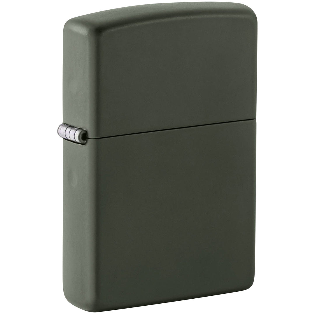 Grab this classic Army green matte windproof lighter, with a lasered hinge and bottom stamp. All metal construction; windproof design works virtually anywhere. Refillable for a lifetime of use. Comes packaged in a gift box. Available in our Smyrna, TN shop.

Made in USA
Fuel: Zippo lighter fuel (sold separately)
Lighter Specs: Height: 2.25" Width: 0.5" Depth: 1.5" Weight: 2.0 oz
Lifetime guarantee that "it works or we fix it free™" Zippo contact info on gift box.