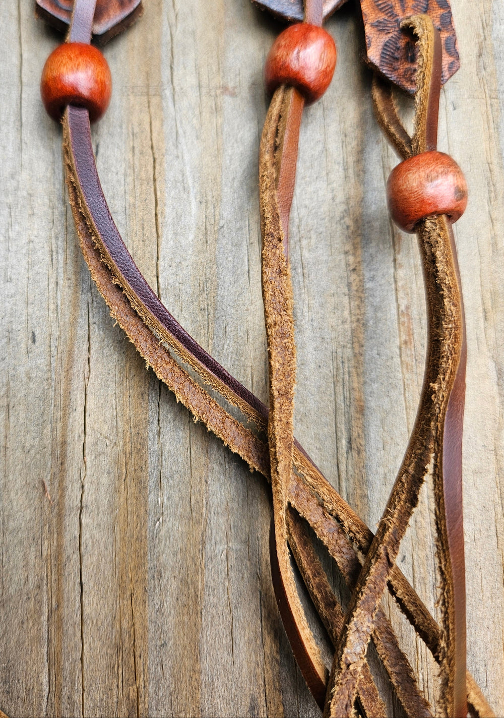 Classic Western Styled, embossed pattern leather hatbands that are 3/4" wide fitting up to size 7 1/2 hat. Fit's most any hat with adjustable bead and leather 1/8" string. Will fit most WESTERN crowned hats. Made in our Smyrna, TN. shop a short drive from downtown Nashville, TN.

These are random hatbands made in store and we put them in a 3 packs at a Discounted price. See the others
23" long (without tie string)
NO subs.
