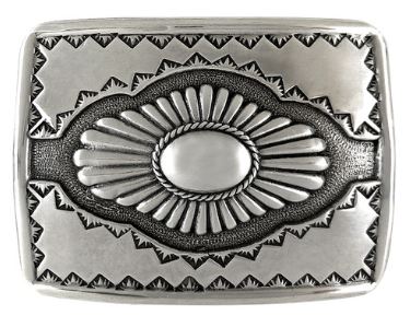 Spice up your style with the "Cody" Buckle! This versatile 3 1/4" x 2 1/2" beauty plays well with countless fashion combos, not just your trusty jeans and belt duo (though that's always a winner). The Antique Silver finish adds that perfect touch of Southwestern flair to any outfit. Curious? Swing by our Smyrna, TN shop and see one for yourself.