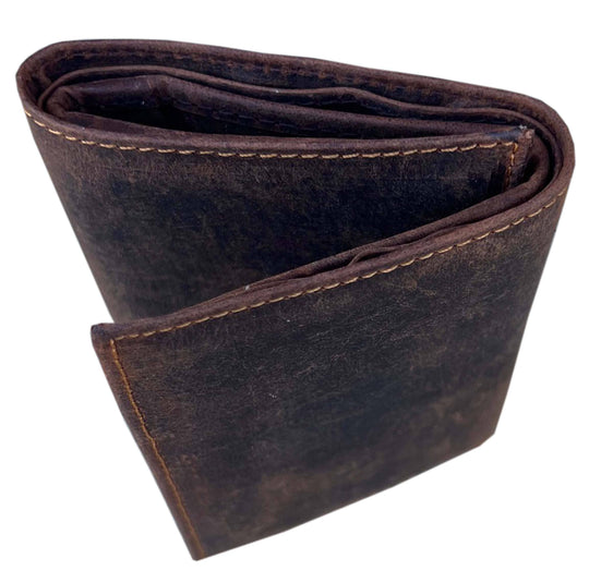 The Cooper Tri-fold leather wallet will be your daily carry. Equipped with 8 credit card slots and 1 ID window slot in the center. The main compartments has a cash divider. Lined with RFID blocking. Available in our Smyrna, TN shop near Sewarts Landing.

Made in India.
Approx. Size: 3 1/4"x 4 1/4" when closed.