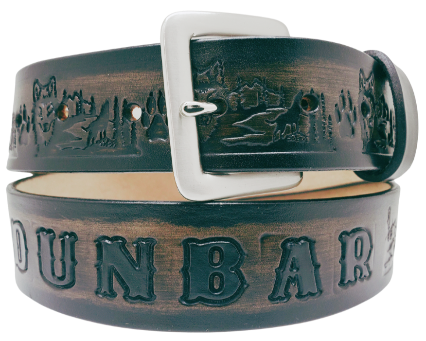 Wolves are mysterious animals being a Loner or in a pack. Were giving a nod to the well known movie with our Dancin Wolves Hand finished and crafted from thick, veg-tan cowhide at our workshop in Smyrna, TN not from the heart of Nashville, this belt is sure to leave a lasting impression. And with an adjustable 1 1/2" width, a quick and easy buckle change-out is never out of the question!&nbsp;