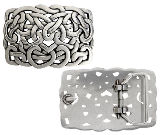 Get lost in the intricacy of Celtic and Nordic Knot patterns. These interconnected designs have their origins in Celtic culture, symbolizing the interconnectedness of all things. With their continuous and flowing lines, they have no beginning or end. Perfect for belts up to 1 1/2 inches. Come visit our store in Smyrna, TN, just a Knot away from downtown Nashville!

Approx. 3" x 4"
Imported