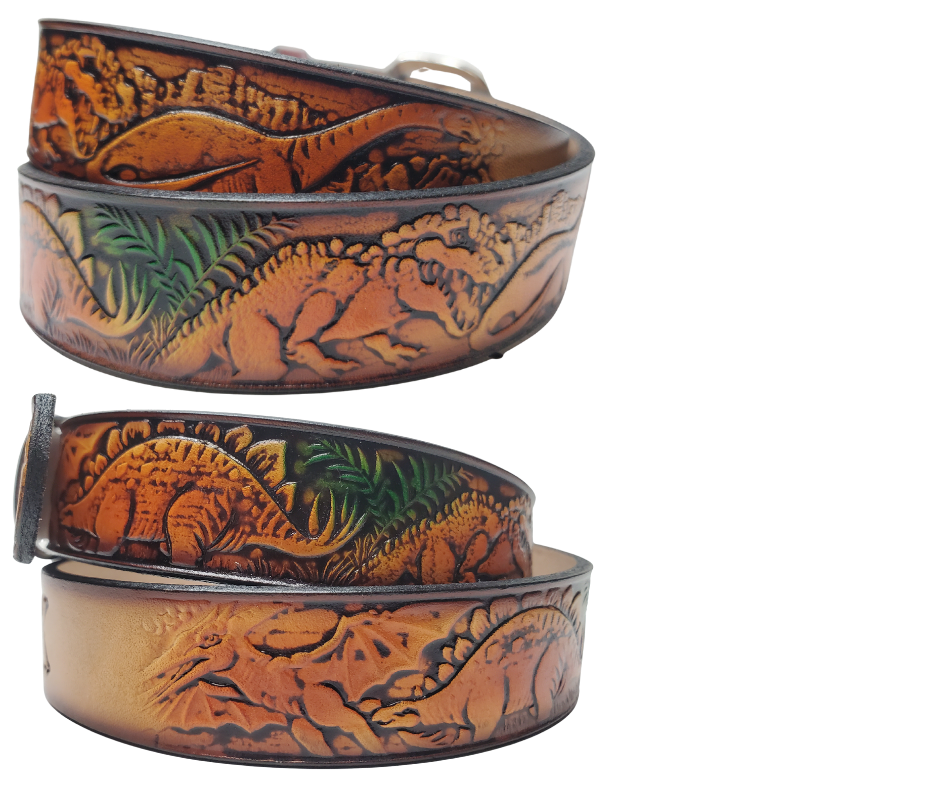 Kid's "Dinosaur" NAME Leather Belt "Quick Ship"