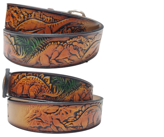 Kid's "Dinosaur" NAME Leather Belt "Quick Ship"
