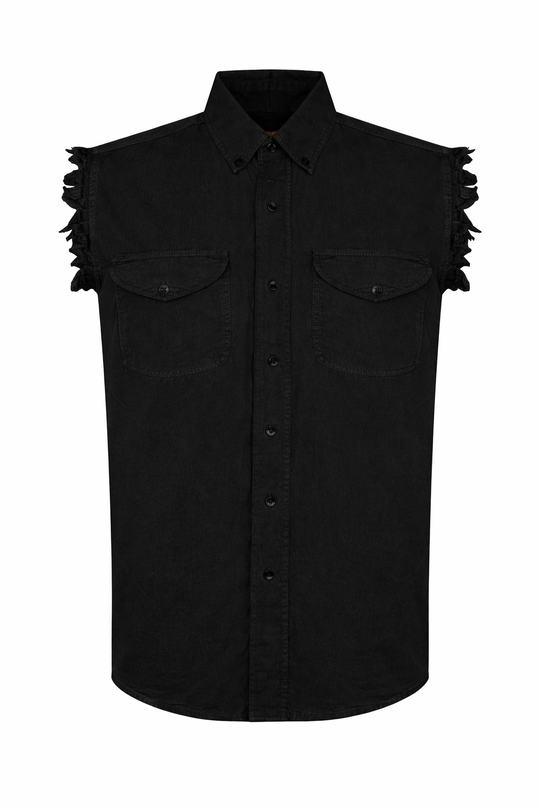 Sleeveless Button Work Shirt