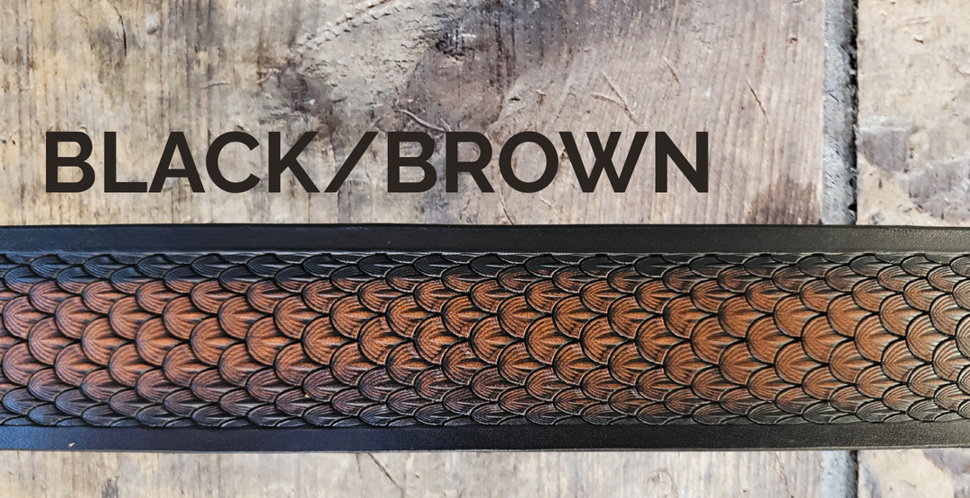 Dragon Scale leather belt in black/brown