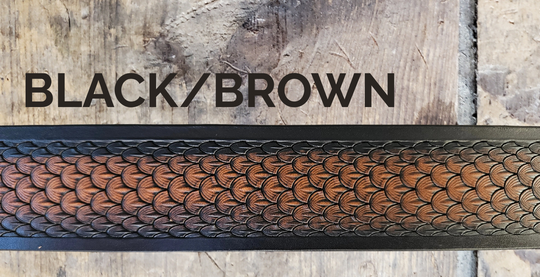 Dragon Scale leather belt in black/brown