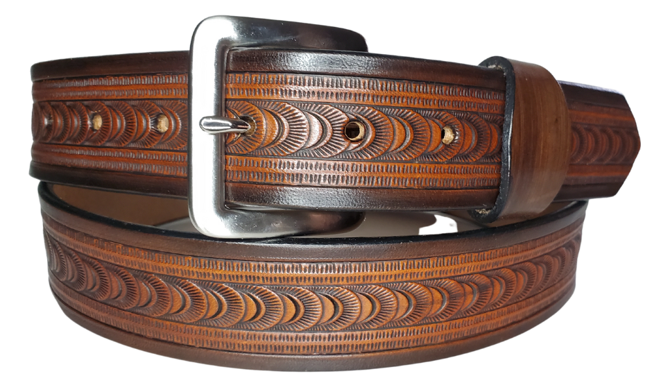 East Ridge handmade Western leather belt in two-tone brown