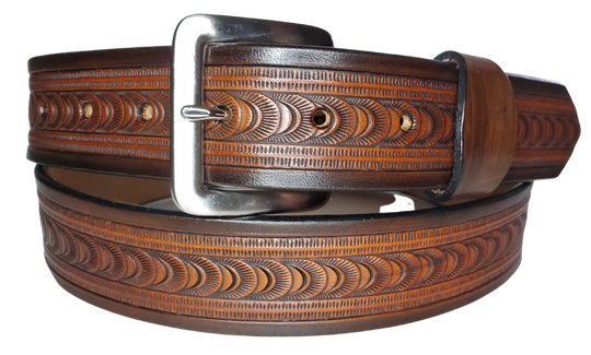 East Ridge handmade Western leather belt in two-tone brown