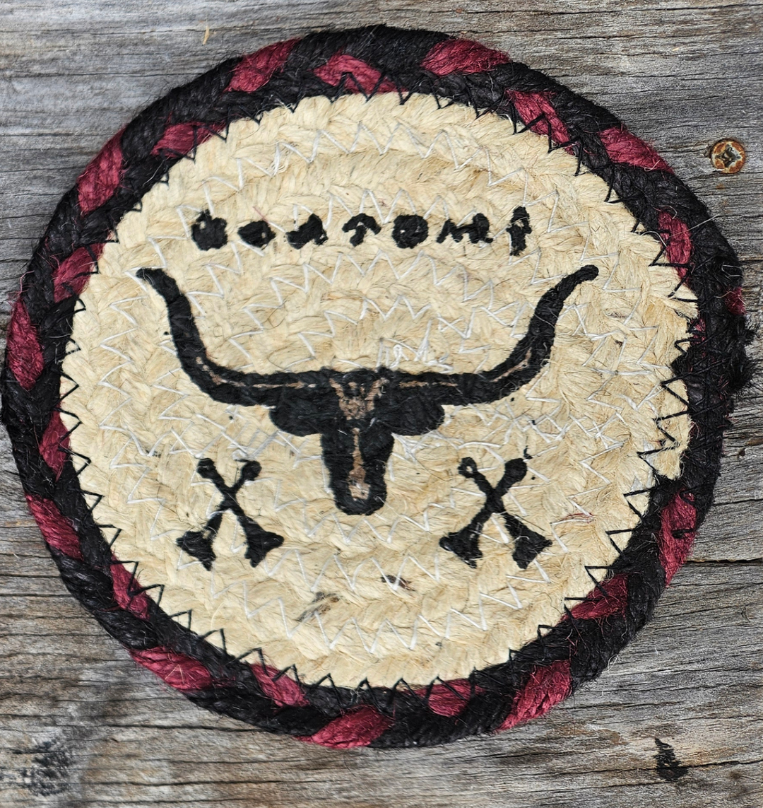 The Dry Gulch Braided Jute Coasters are approx. 6" round with stenciled southwest patterns. Made from a durable and long-lasting natural Jute material. Now available in our Smyrna, TN shop

Made in India
Choose from 3 offered patterns.
Get a deal when you buy a set of 6.