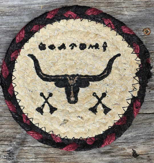 The Dry Gulch Braided Jute Coasters are approx. 6" round with stenciled southwest patterns. Made from a durable and long-lasting natural Jute material. Now available in our Smyrna, TN shop

Made in India
Choose from 3 offered patterns.
Get a deal when you buy a set of 6.