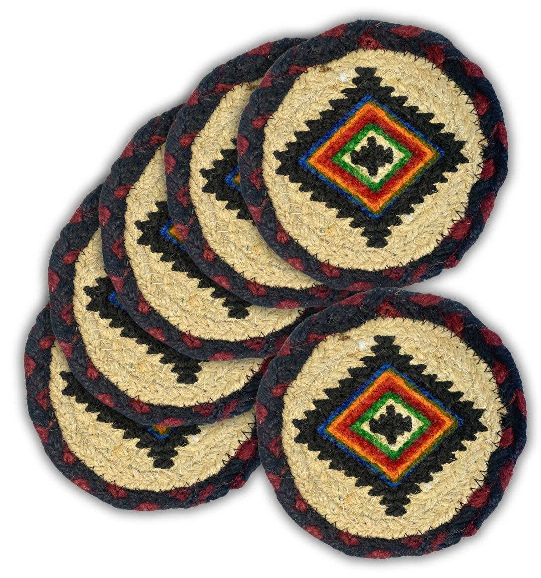 The Dry Gulch Braided Jute Coasters are approx. 6" round with stenciled southwest patterns. Made from a durable and long-lasting natural Jute material. Now available in our Smyrna, TN shop

Made in India
Choose from 3 offered patterns.
Get a deal when you buy a set of 6.