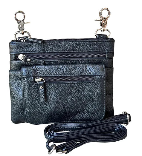 Out Everyday Crossbody Bag is simple. It can be used as a Crossbody bag with the included strap that easily clips on or off or clip it to your belt loops if you wear jeans a lot. A solid bag for the price. Stocked at our Smyrna, TN shop.

Choose from 5 Colors. Wine, Black, Blue, Dark Brown or Light brown