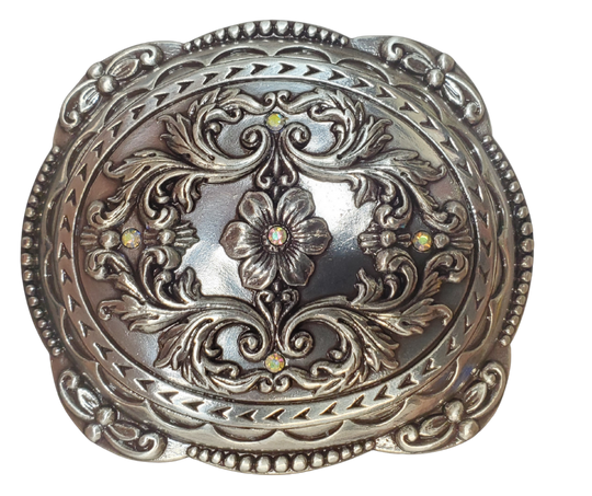 Were closing out the Floral Bling Buckle. Limited stock. Fits up to 1 1/2" belts and 3 1/4" x 2 3/4". Get'em now at our Smyrna, TN shop.