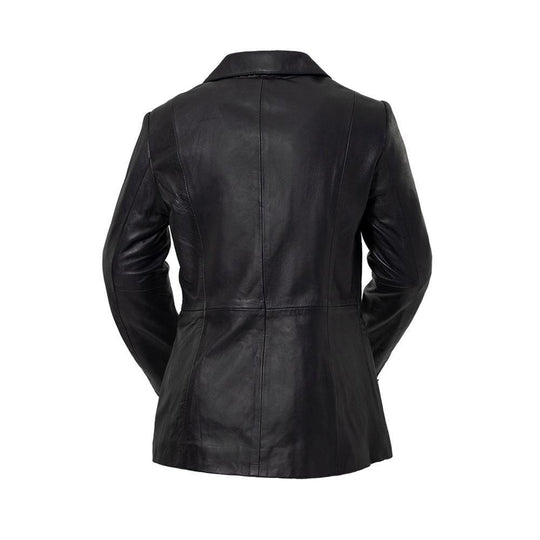 The Dahlia is a classic mid length two button blazer that gives any outfit a sleek and polished look. Available in black. Lambskin leather. Classic fit. Fully lined. One chest pocket. Two hand pockets. Button detail on sleeves. You can find it near Nashville, in Smyrna, TN.

Sizes XS-5XL Call for size availability.
