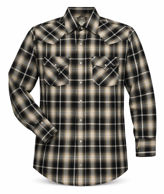 It doesn't get much anymore classic than a plaid pearl snap western shirt. Complete with two front flap pockets, pearl snap details in the vintage plaid pattern. These never go out of style, always a in style! Available in our Smyrna, TN shop just outside Nashville. Imported

Note: the Plaid colors Blue, Red, and Brown, or Black will always be the base color BUT the tones may change occasionally. The yokes ,snaps will be the same as well.

Details: Snaps, 2 Pockets, Yokes