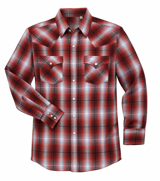 It doesn't get much anymore classic than a plaid pearl snap western shirt. Complete with two front flap pockets, pearl snap details in the vintage plaid pattern. These never go out of style, always a in style! Available in our Smyrna, TN shop just outside Nashville. Imported

Note: the Plaid colors Blue, Red, and Brown, or Black will always be the base color BUT the tones may change occasionally. The yokes ,snaps will be the same as well.

Details: Snaps, 2 Pockets, Yokes