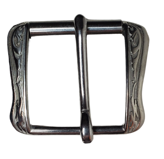 If you need a upgrade for your current belt or want a different look we have a selection of what we call Basic buckles. Stop in our shop in Smyrna, TN, just outside of Nashville. This is a Heavy duty Roller with a Western attitude. Great for heavy work belts.   Color - Stainless Steel ,1 3/4" width
