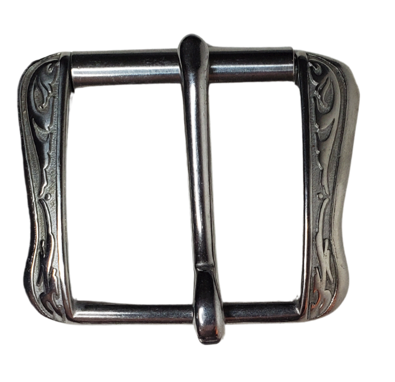 If you need a upgrade for your current belt or want a different look we have a selection of what we call Basic buckles. Stop in our shop in Smyrna, TN, just outside of Nashville. This is a Heavy duty Roller with a Western attitude. Great for heavy work belts.   Color - Stainless Steel ,1 3/4" width