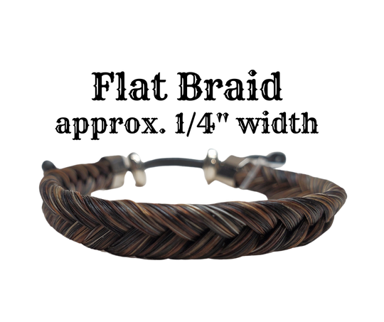 Discover the timeless charm of Braided Horsehair in our classic Western style bracelet. Features strong adjustable slider for durability. To ensure a comfortable fit, wear it snug or even take it in the water - just be sure to remove it before swimming or showering. You can find these at our shop in Smyrna, TN, conveniently located just a short drive away on I-24 from Nashville.