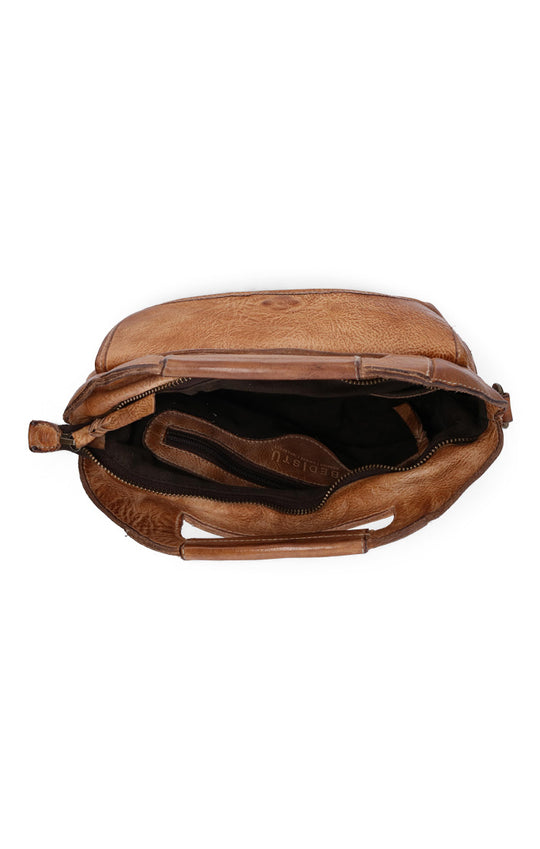 The Greenway Handbag, streamlined carry with security built in. Crafted from Artisan full-grain, vegetable-tanned leather. Reinforced dual top handles and a removable crossbody strap. Outside has a zip pocket and a magnet closure pouch. Secure zip-top closure. Inside organic cotton lining with two slip pockets, one zip pocket, and a key leash.  Made by Bed/Stu and now stocked at our Smyrna, TN store.

Measurements: 12" L x 10.25" H
Handmade and hand-finished in León, Mexico