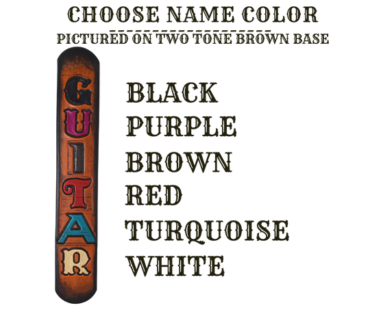 Great Musicians, Singers and great songs have been a staple for years in Nashville. Be on your way starting your journey with this 2"main Body of the Guitar strap is approx. 1/8" thick with a 2 Buffalo Nickels, CUSTOMIZABLE NAME FONT and Patch color. The classic adjustment style goes from approx. 42" to 56" at it's longest . Made just outside Nashville in our Smyrna, TN. shop. It will need a bit of time to "break in" but will get a great patina over time.  