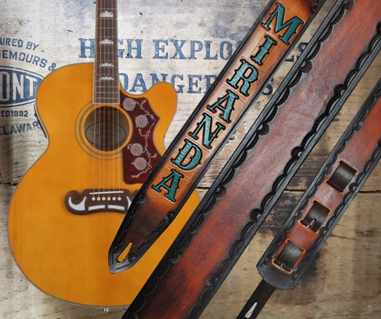 "Gunpowder and Lead" Leather Guitar Strap