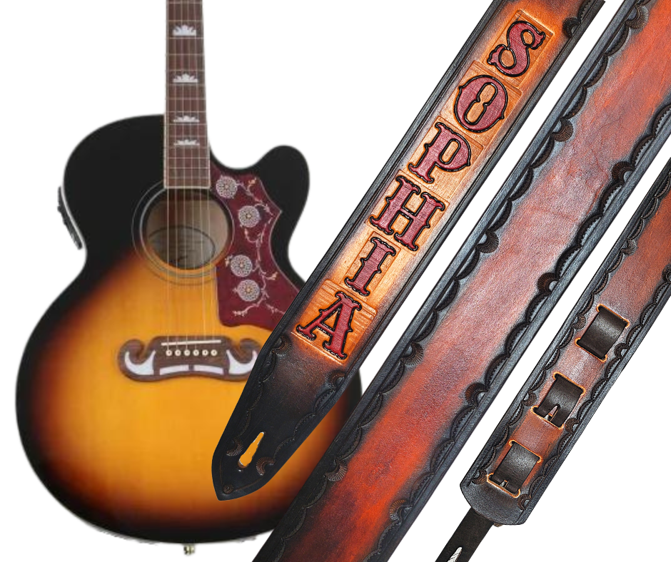 "Gunpowder and Lead" Leather Guitar Strap