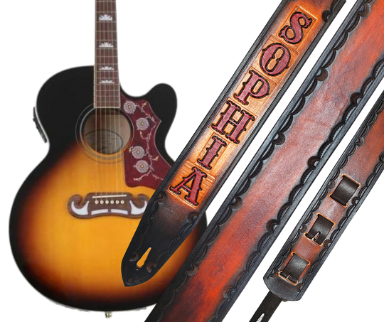 "Gunpowder and Lead" Leather Guitar Strap