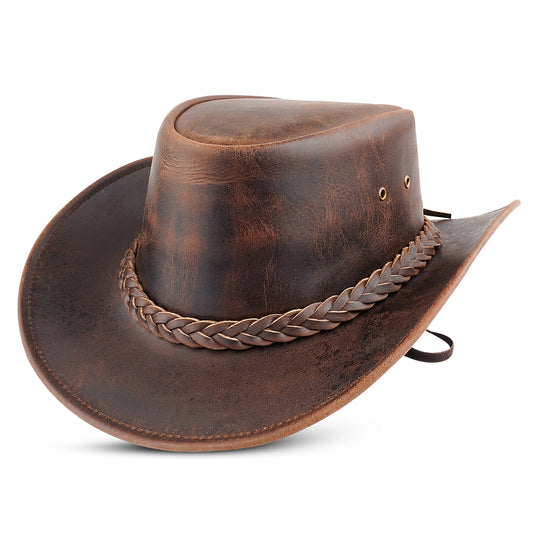 Our Western Outback style hats for men are multipurpose and used as fashion to get attention at parties and to save yourself from Weather. Hats are associated with farmers, ranchers, truck drivers, rugged outdoor and gambler looks. In recent years, cowboy hats have started to become a more common fixture in mainstream fashion. Get yours at our Smyrna, TN shop not far from wild downtown Nashville.