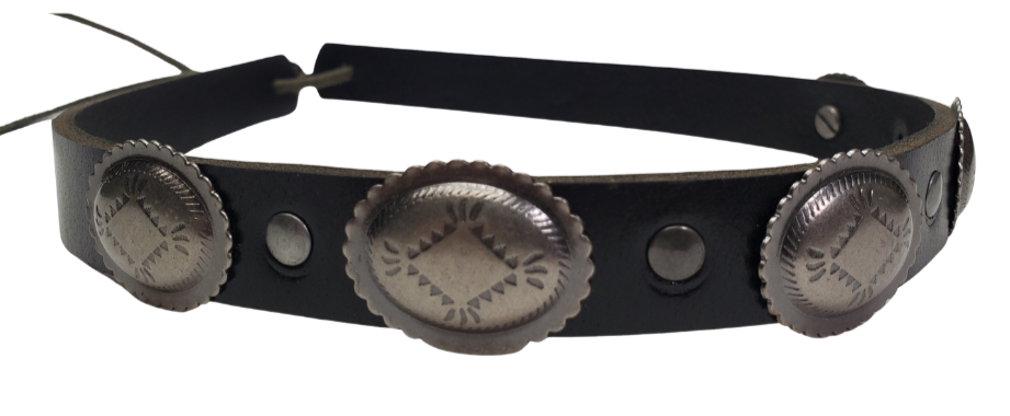 These are some hat bands we used up some Old Stock Conchos on. We aren't going to restock these anymore. Limited quantities! Made at our Smyrna, TN shop 30 minutes from Nashville.