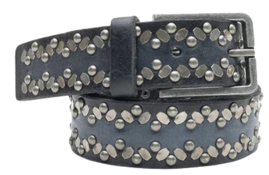 Heartbreaker distressed black leather belt with metal studs