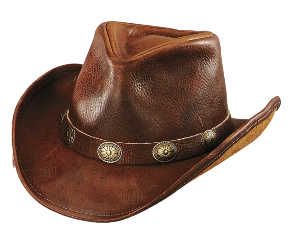 Experience the classic Australian hat style with our "Walker" Leather Hat. Crafted from high-quality Full Grain Leather, this hat features a 3" Shapeable Brim and a modest crown height. Adding a touch of flair is a Tieback Concho Band. Visit our Smyrna, TN shop, conveniently located a short drive from downtown Nashville, choose from sizes S-XL.&nbsp;