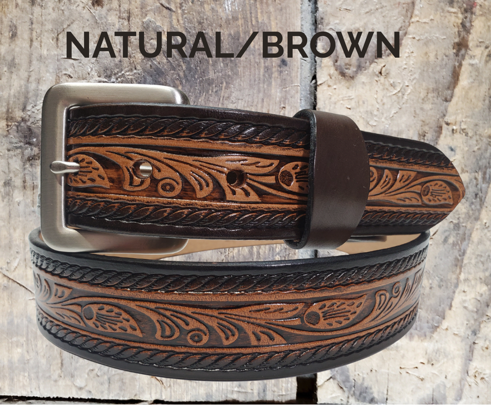 Personalized High Noon Western leather belt with custom name